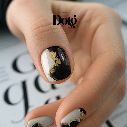 Black Gold Abstract Nail Wraps Luxury Minimalist Manicure & Pedicure Nails Stickers Smoky Marble Design