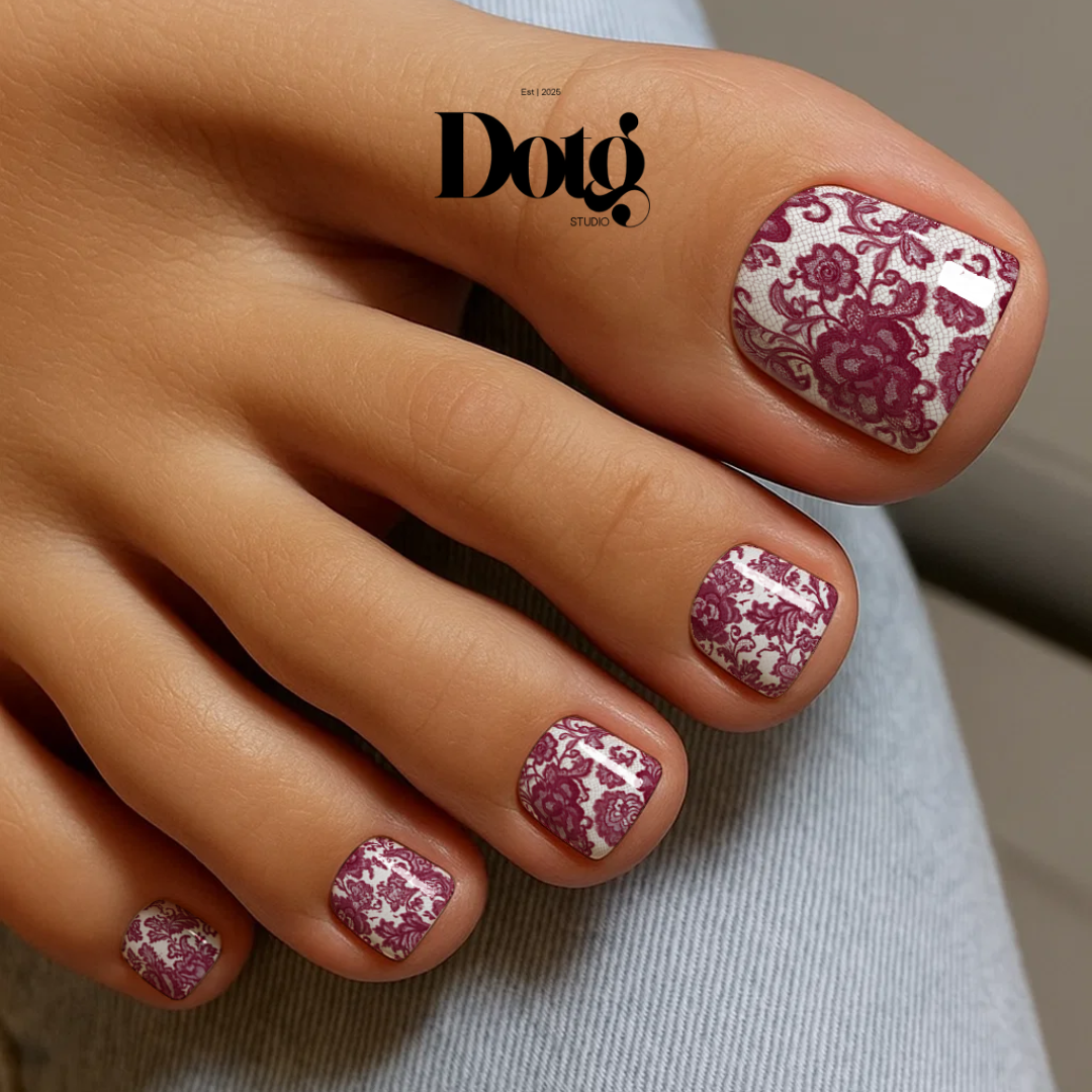 Burgundy Lace Nail Wraps DIY Manicure & Pedicure Nail Stickers Decal Strips