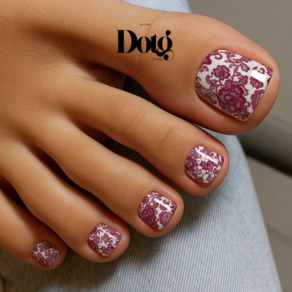 Burgundy Lace Nail Wraps DIY Manicure & Pedicure Nail Stickers Decal Strips