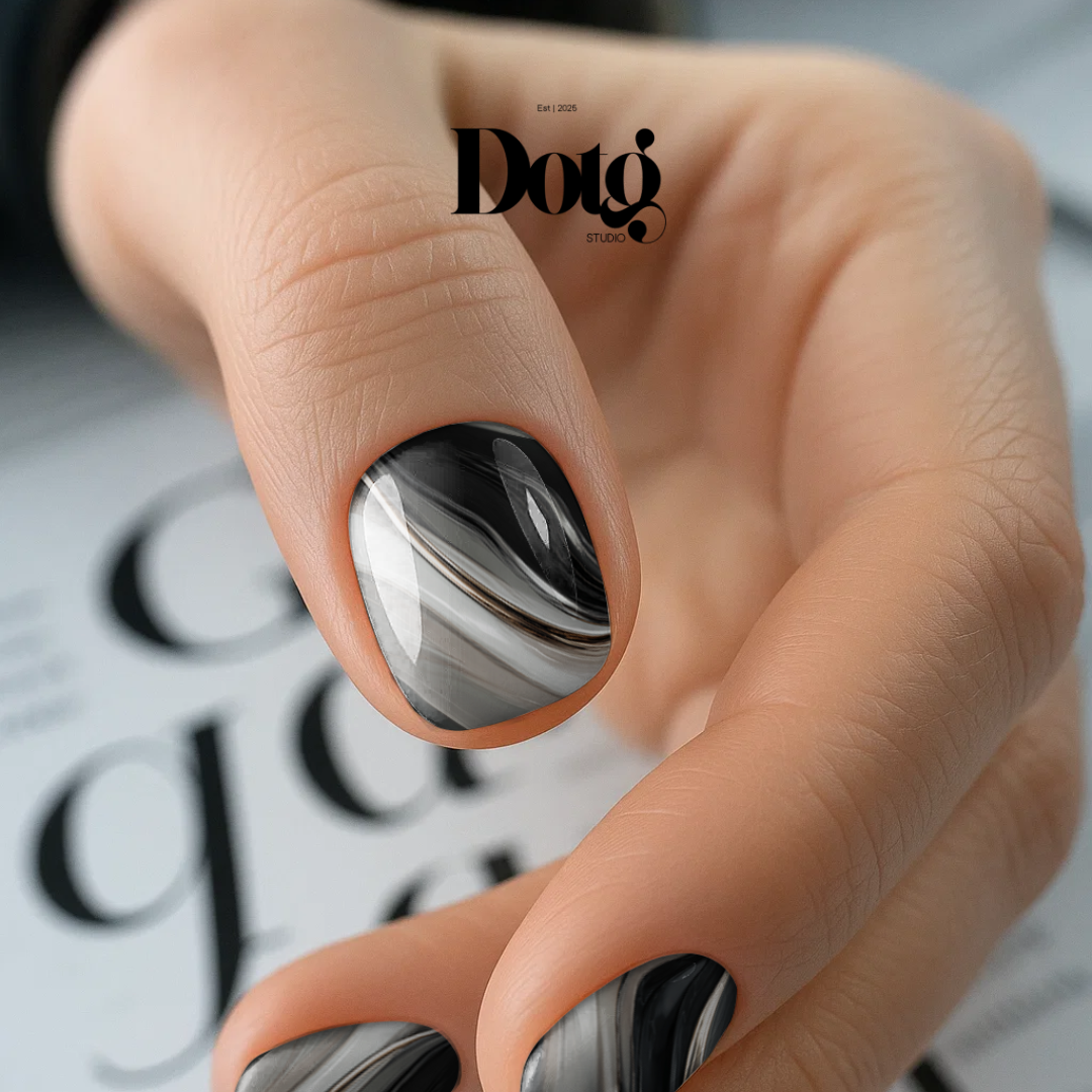 Black Marble Nail Wraps Abstract Pedicure & Manicure Stone Texture Design Nail Stickers Gel Alternative