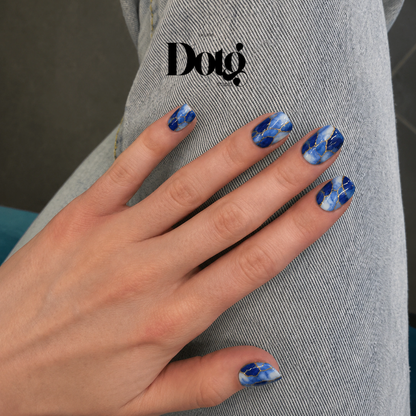 Blue Stone Nail Polish Wraps DIY Manicure & Pedicure Geometric Abstract Nail Stickers Decal Strips