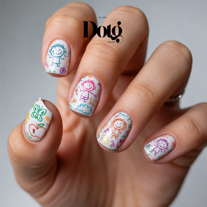 Back To School Doodle Nail Wraps DIY Manicure & Pedicure Teacher Appreciation Nail Stickers Classroom