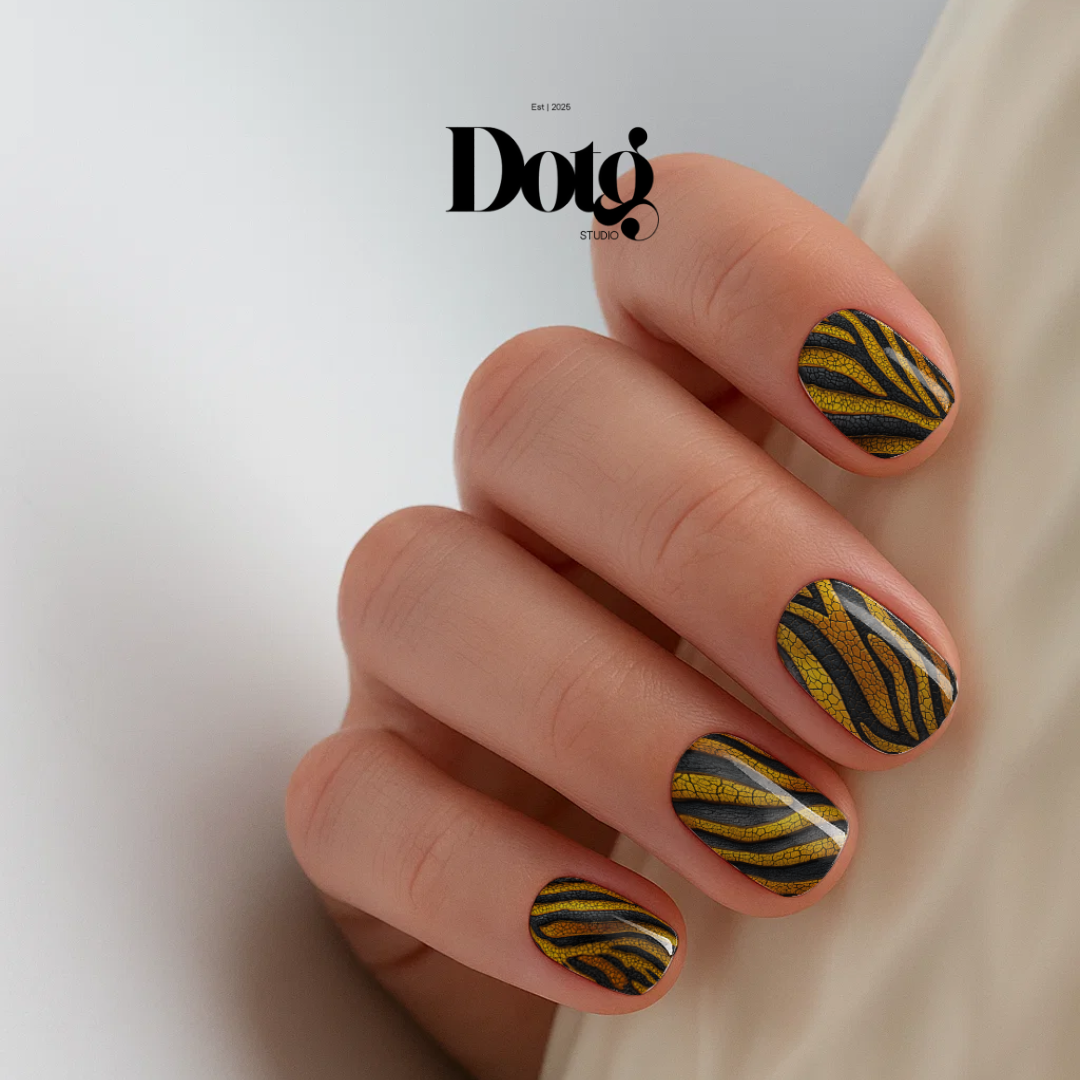 Golden Tiger Nail Wraps DIY Manicure Stickers Animal Print Nail Decal Strips