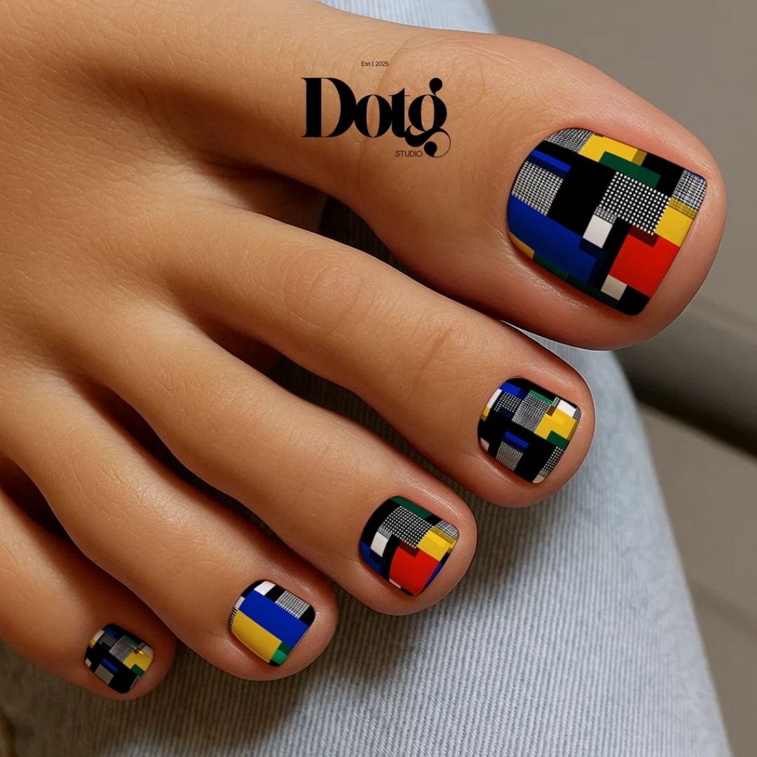 Nail Wrap Modern Mondrian Decals DIY At-Home Geometric Manicure & Pedicure Stickers for Her
