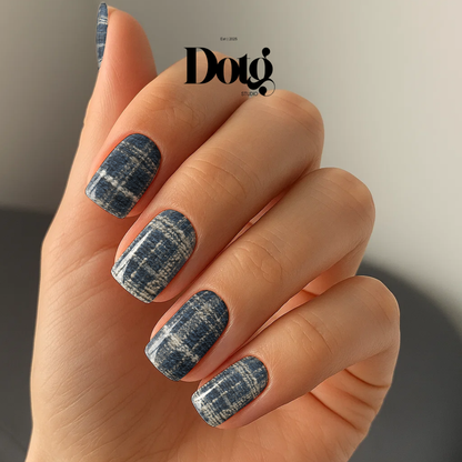 Blue Tweed Nail Wraps DIY Manicure & Pedicure Nail Stickers Decal Strips