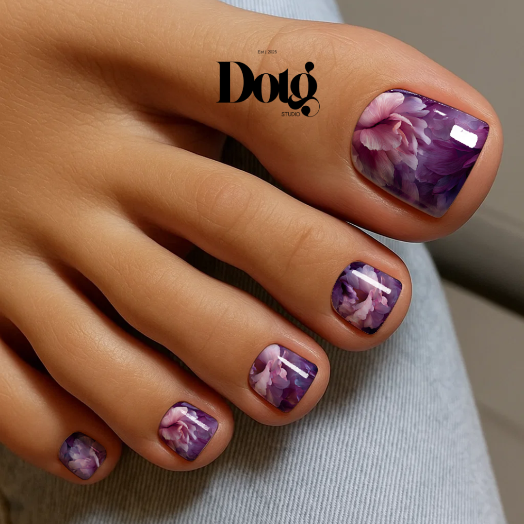 Midnight Petal Print Nail Polish Wraps DIY Manicure & Pedicure Floral Stickers for Gift