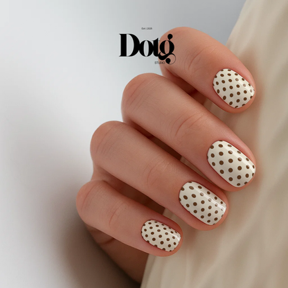 Cream Polka-Dot Nail Wraps DIY Manicure Stickers Retro Nail Decal Strips