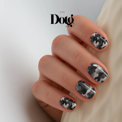 Gray Camo Nail Wraps DIY Manicure Stickers Army Nail Decal Strips