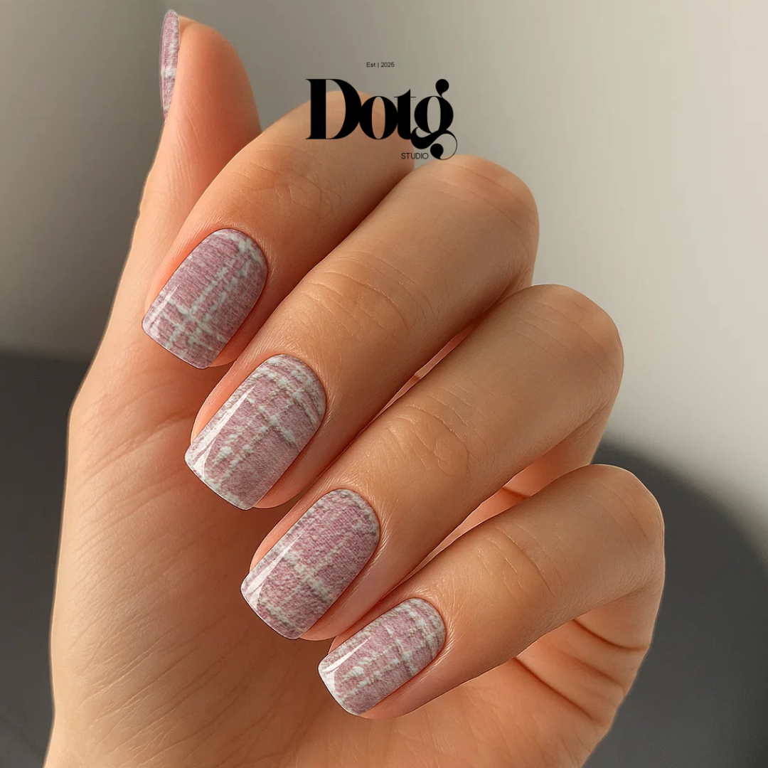 Pink Tweed Nail Wraps DIY Manicure & Pedicure Nail Stickers Decal Strips