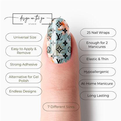 Floral Monogram Nail Wrap Manicure & Pedicure Fashionable Nail Stickers