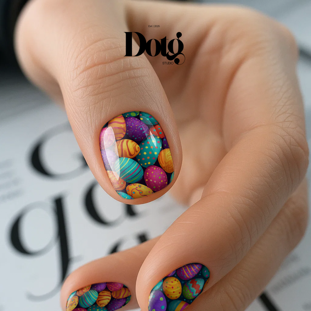 Colorful Easter Eggs Nail Polish Wraps DIY Manicure & Pedicure Stickers Nail Decal Strips