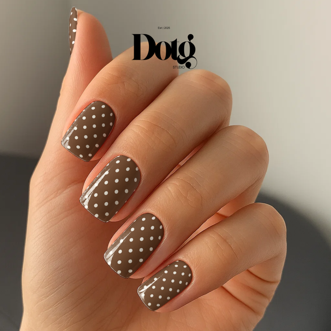 Brown Polka-Dot Nail Wraps DIY Manicure Stickers Classic Nail Decal Strips