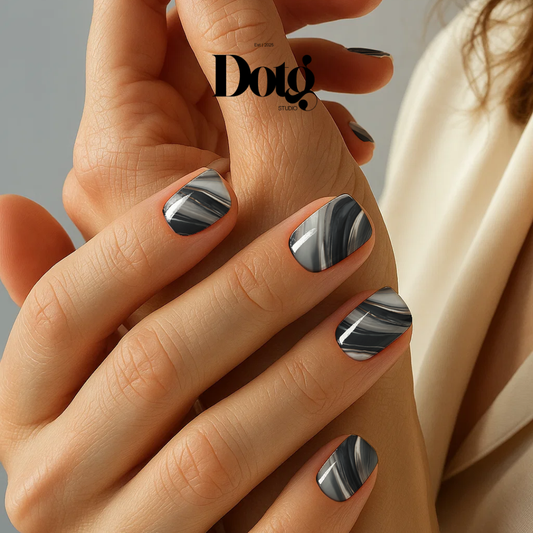 Black Marble Nail Wraps Abstract Pedicure & Manicure Stone Texture Design Nail Stickers Gel Alternative