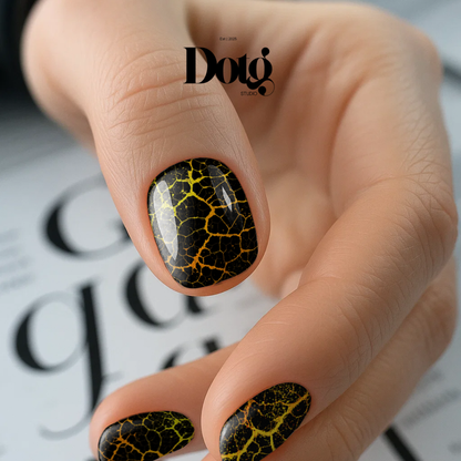 Gold Crackle Stone Nail Polish Wraps DIY Manicure & Pedicure Stickers Nail Decal Strips