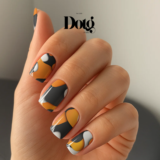Abstract Orange-Black Nail Polish Wraps DIY Manicure Minimal Stickers Nail Decal Strips