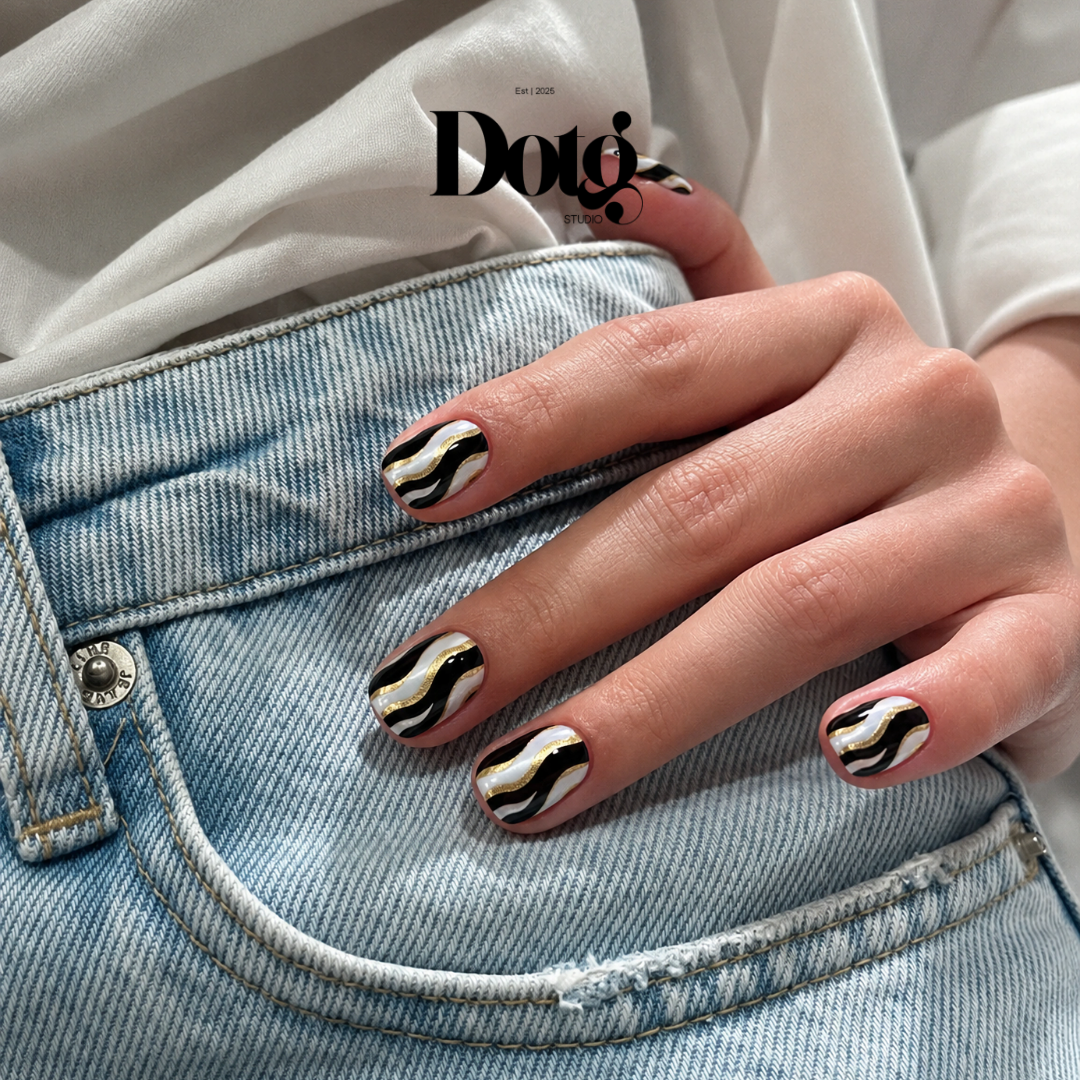 Pearl Abstract Nail Polish Wraps DIY Manicure & Pedicure Gold Vintage Nail Stickers Decal Strips