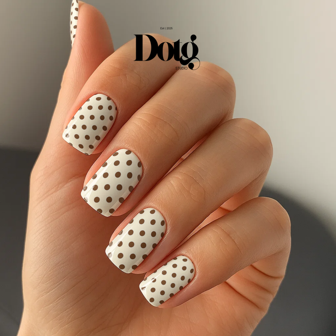 Cream Polka-Dot Nail Wraps DIY Manicure Stickers Retro Nail Decal Strips