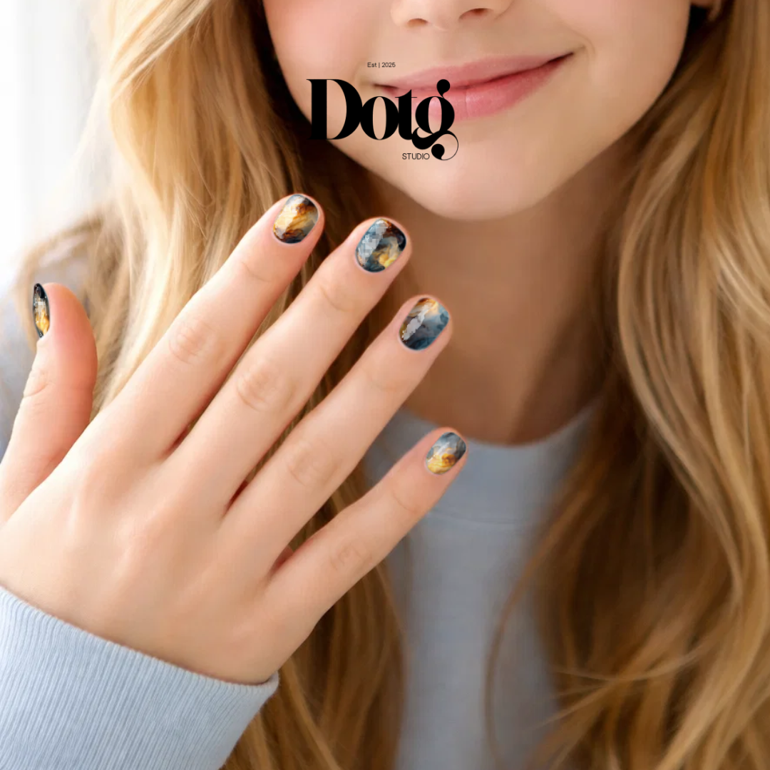 Amber Smoke Print Nail Polish Wraps DIY Manicure & Pedicure Floral Stickers Gift for Her