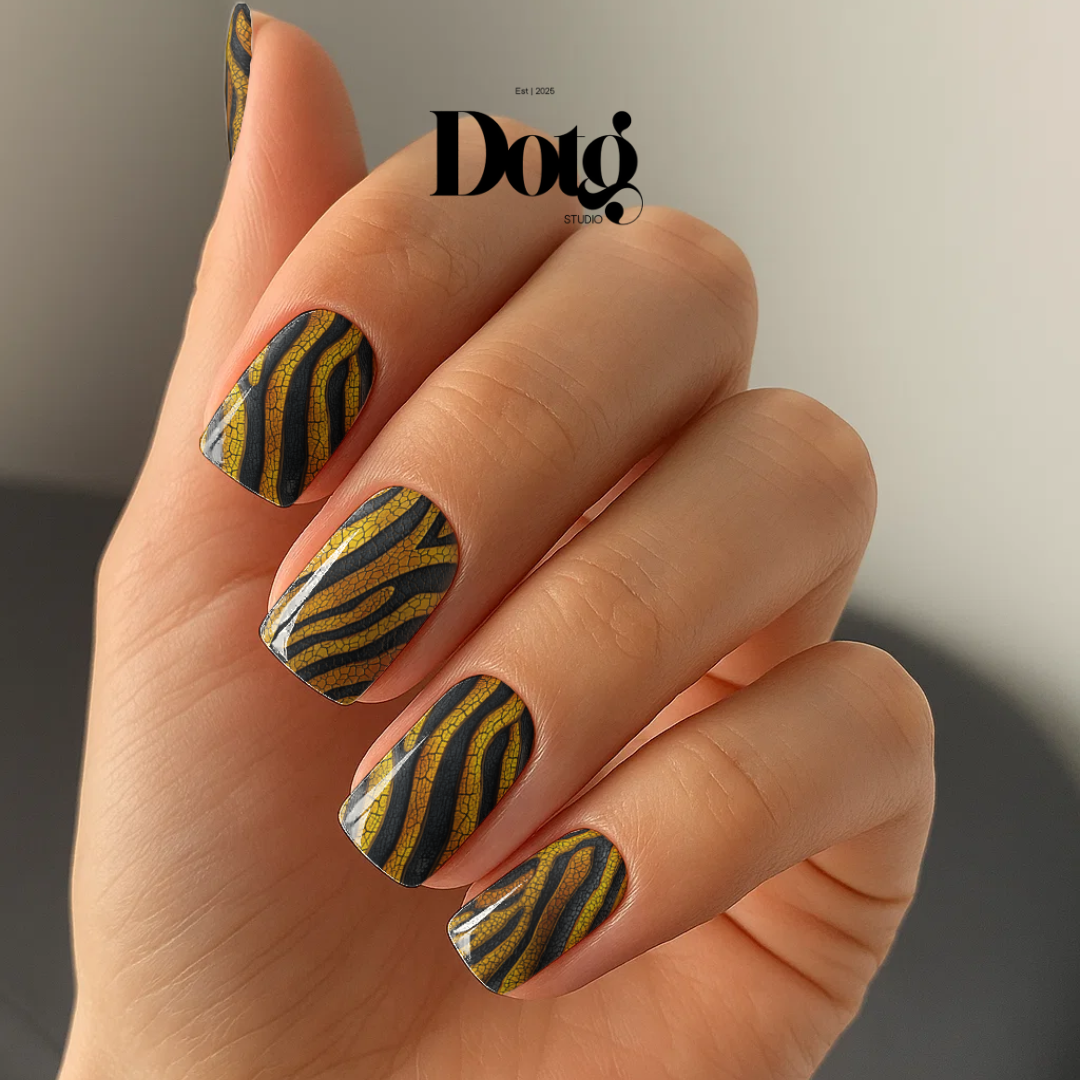 Golden Tiger Nail Wraps DIY Manicure Stickers Animal Print Nail Decal Strips