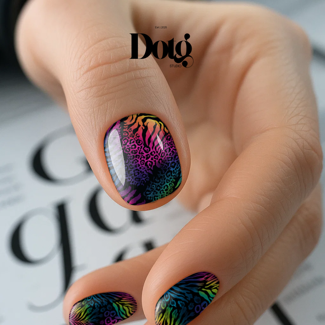 Neon Animal Print Nail Polish Wraps DIY Manicure & Pedicure Stickers Nail Decal Strips