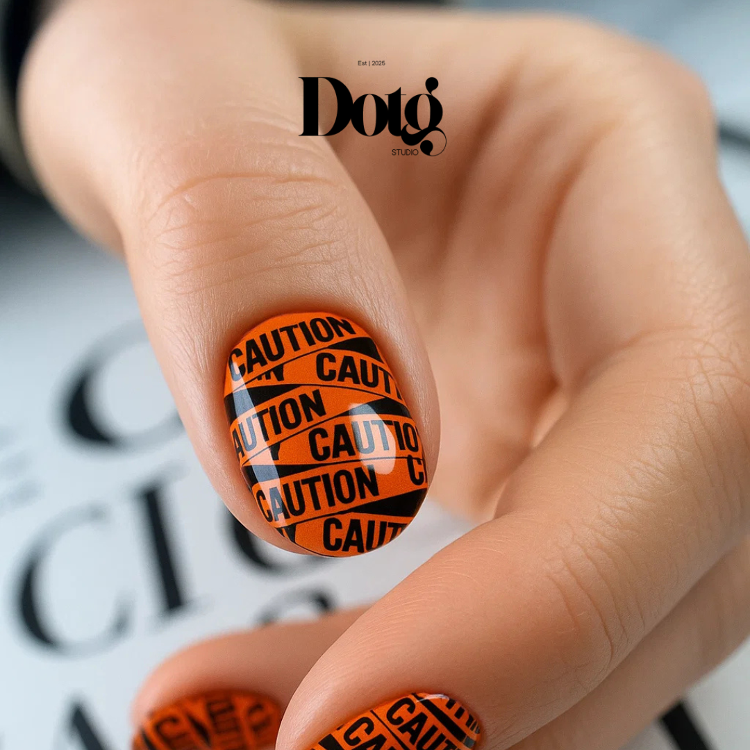 Halloween Caution Nail Wraps DIY Manicure and Pedicure Stickers