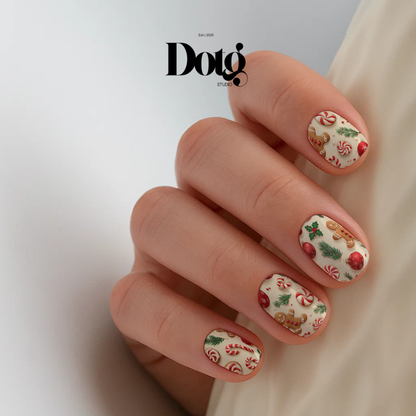 Gingerbread Nail Polish Wraps DIY Christmas Manicure Stickers Nail Decal Strips