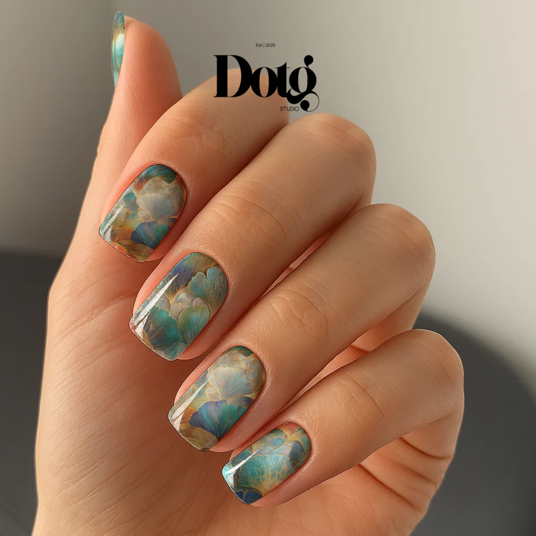 Teal Gold Nail Polish Wraps DIY Manicure & Pedicure Stickers Nail Decal Strips