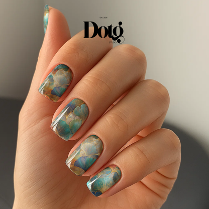 Teal Gold Nail Polish Wraps DIY Manicure & Pedicure Stickers Nail Decal Strips