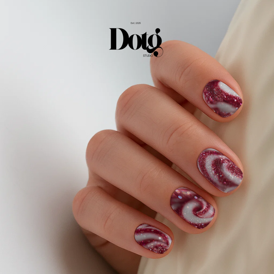 Peppermint Swirl Nail Polish Wraps DIY Christmas Manicure Stickers Nail Decal Strips