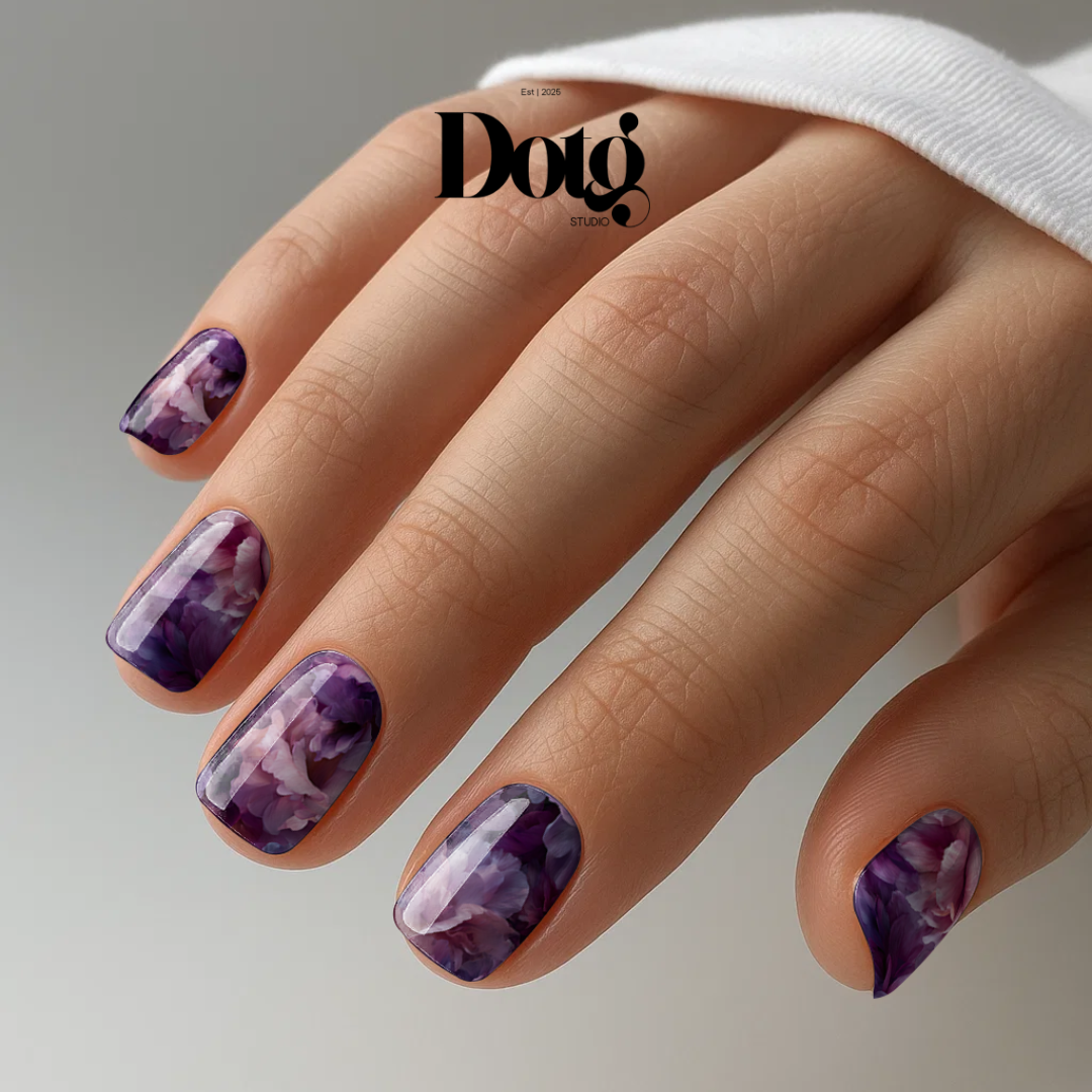Midnight Petal Print Nail Polish Wraps DIY Manicure & Pedicure Floral Stickers for Gift