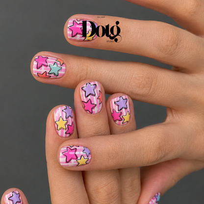 Stars Festival Nail Wraps DIY Manicure & Pedicure Retro Cartoon Nail Stickers Pop Art Strips