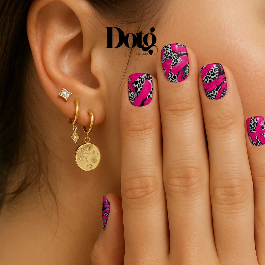 Abstract Leopard Nail Polish Wraps DIY Manicure & Pedicure Fuchsia Vintage Stickers Nail Decal Strips
