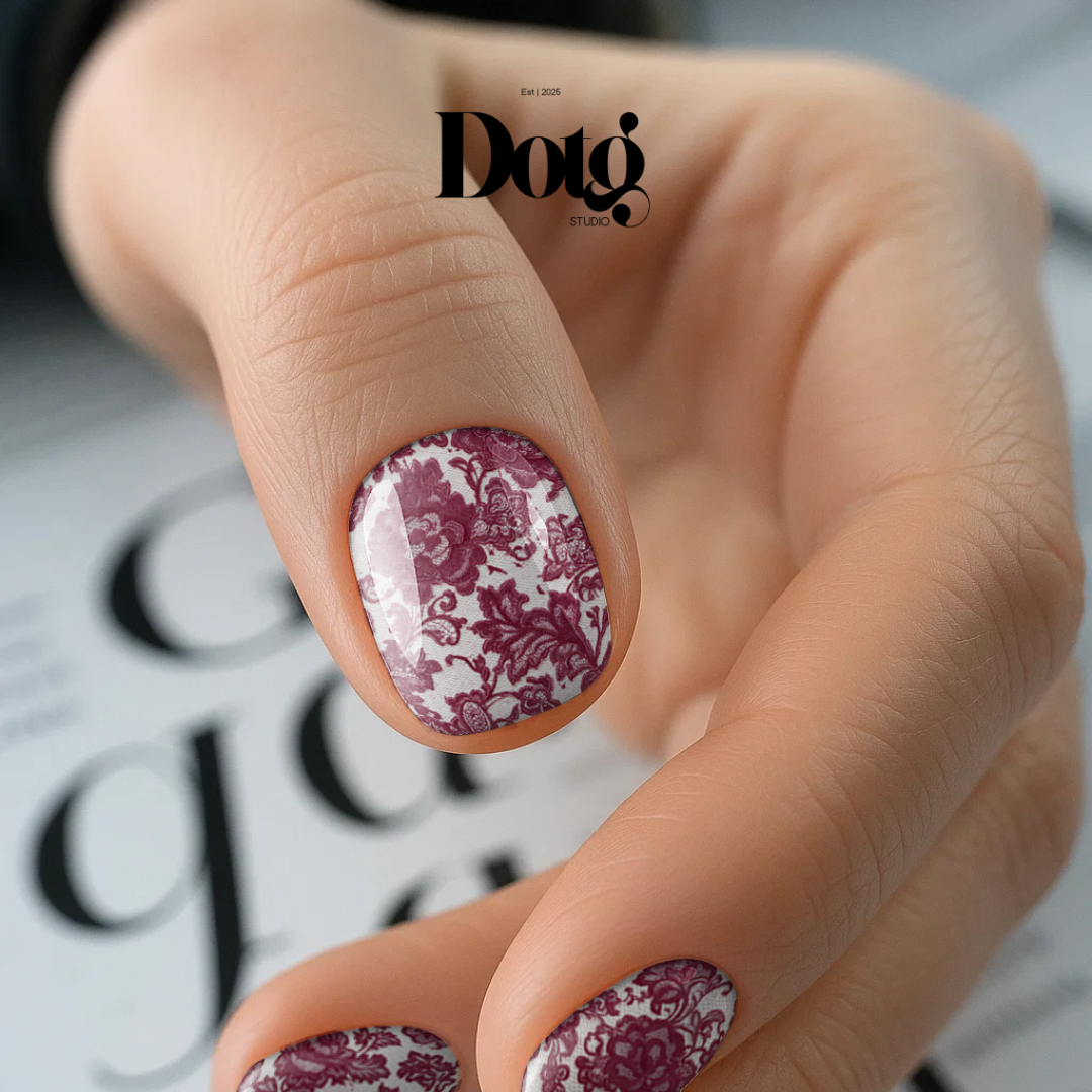 Burgundy Lace Nail Wraps DIY Manicure & Pedicure Nail Stickers Decal Strips