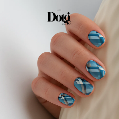 Blue Plaid Nail Wrap DIY Manicure & Pedicure Nail Stickers Decal Strips
