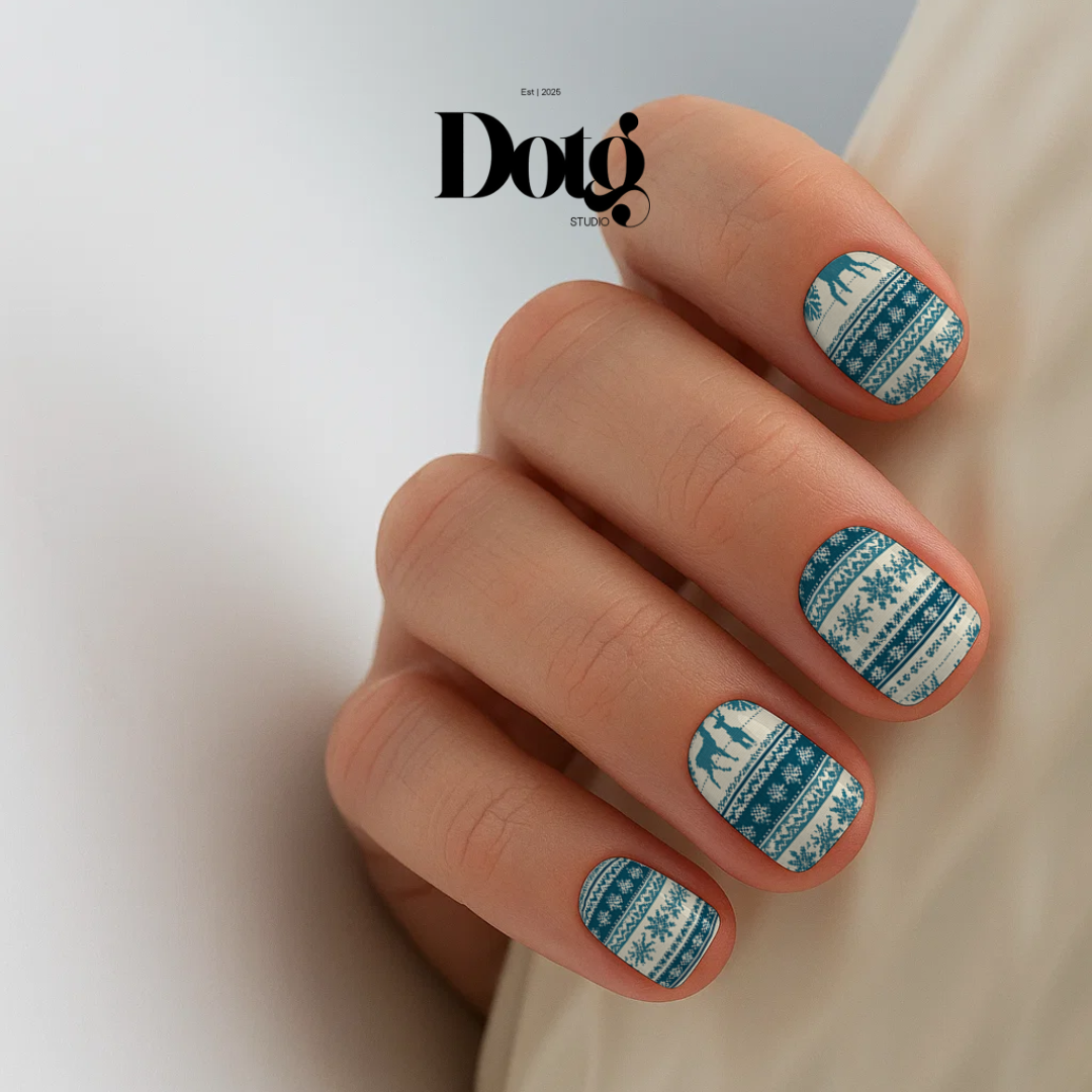 Reindeer Nail Wraps Winter DIY Christmas Sweater Nail Stickers Manicure and Pedicure Decal Strips