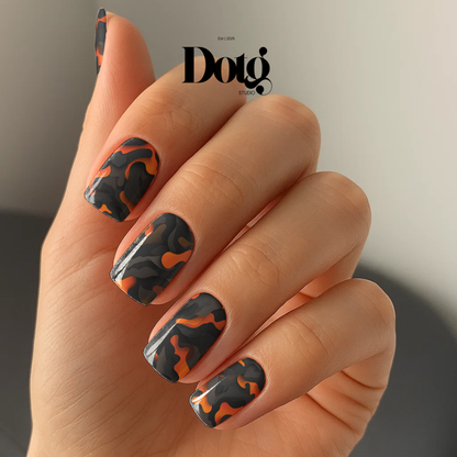 Dark Orange Camo Nail Wraps DIY Manicure Stickers Army Nail Decal Strips