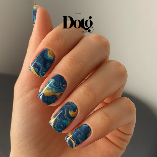 Abstract Swirl Nail Wraps DIY Manicure & Pedicure Nail Stickers Blue Sea Decal Strips