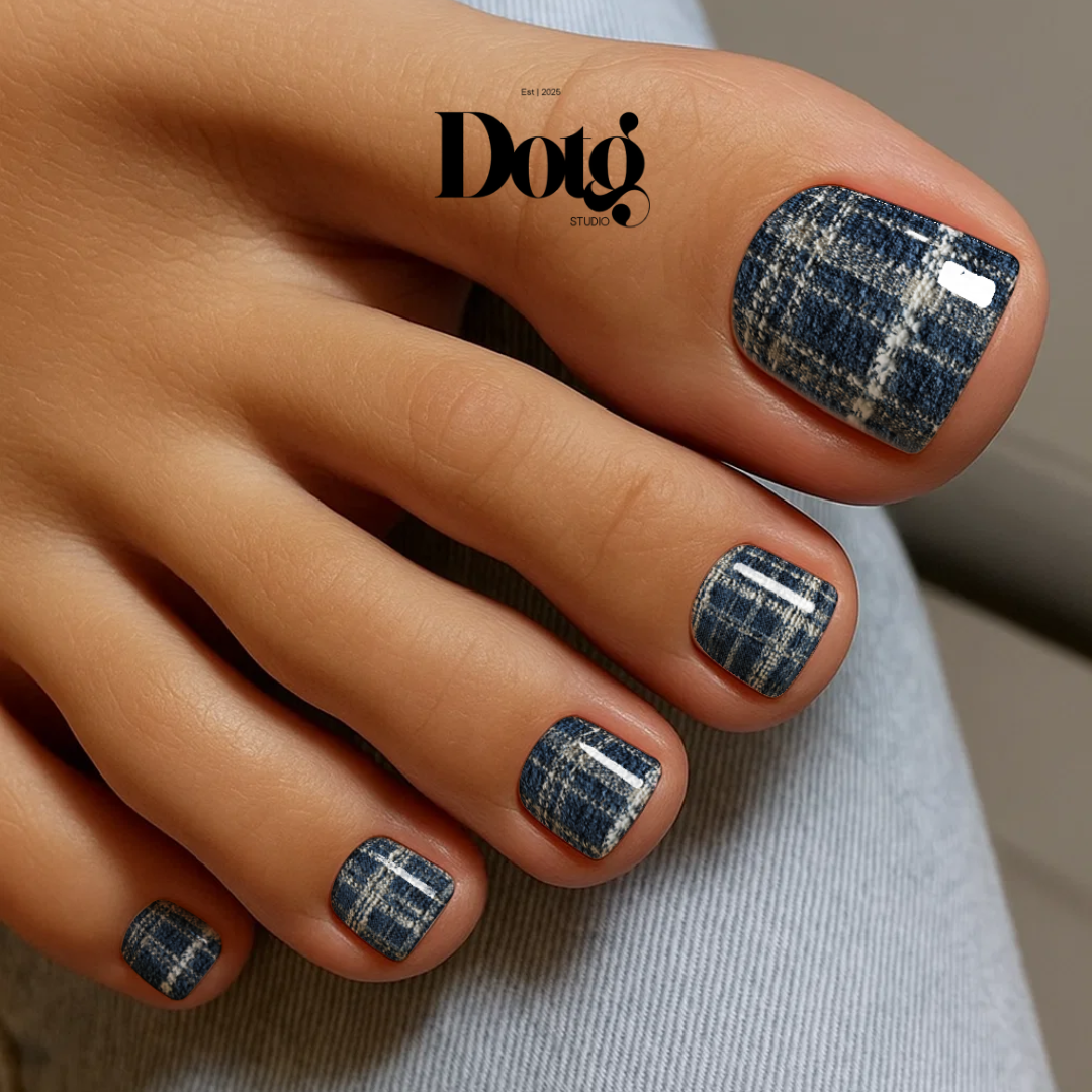 Blue Tweed Nail Wraps DIY Manicure & Pedicure Nail Stickers Decal Strips