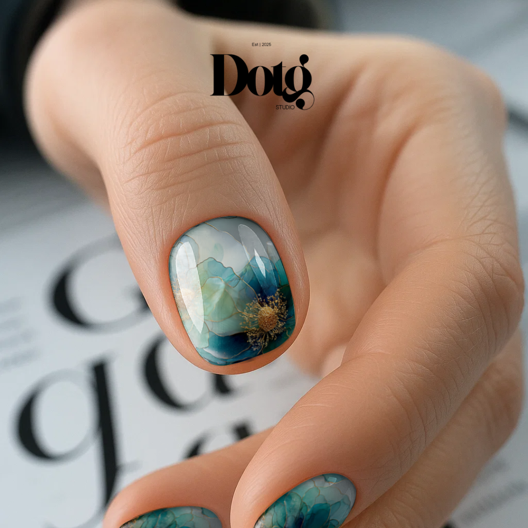 Aqua Bloom Nail Wraps DIY Manicure & Pedicure Nail Stickers Floral Garden Decal Strips