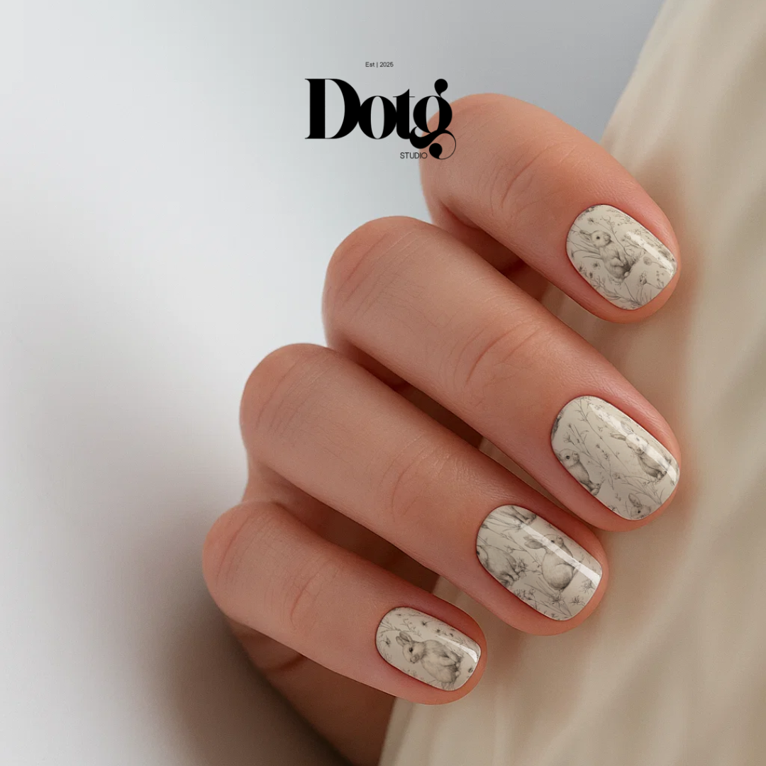 Botanical Bunny Nail Polish Wraps DIY Manicure & Pedicure Stickers Nail Decal Strips
