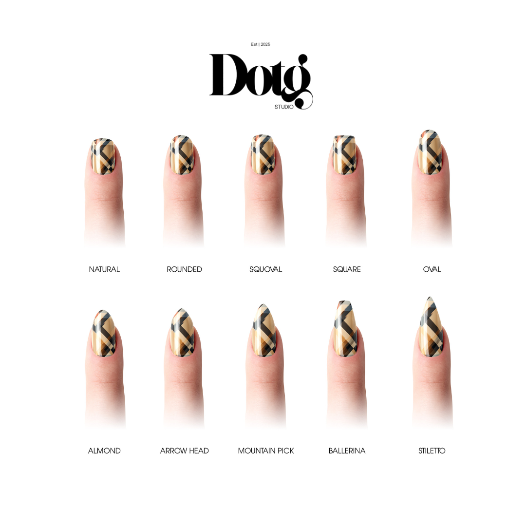Beige Plaid Nail Wrap DIY Manicure & Pedicure Nail Stickers Decal Strips