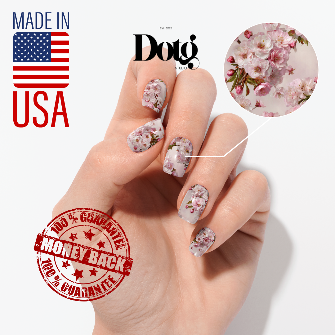 Cherry Blossom Nail Wrap for Women DIY Manicure & Pedicure Wraps Girly Nail Stickers Decal Strips