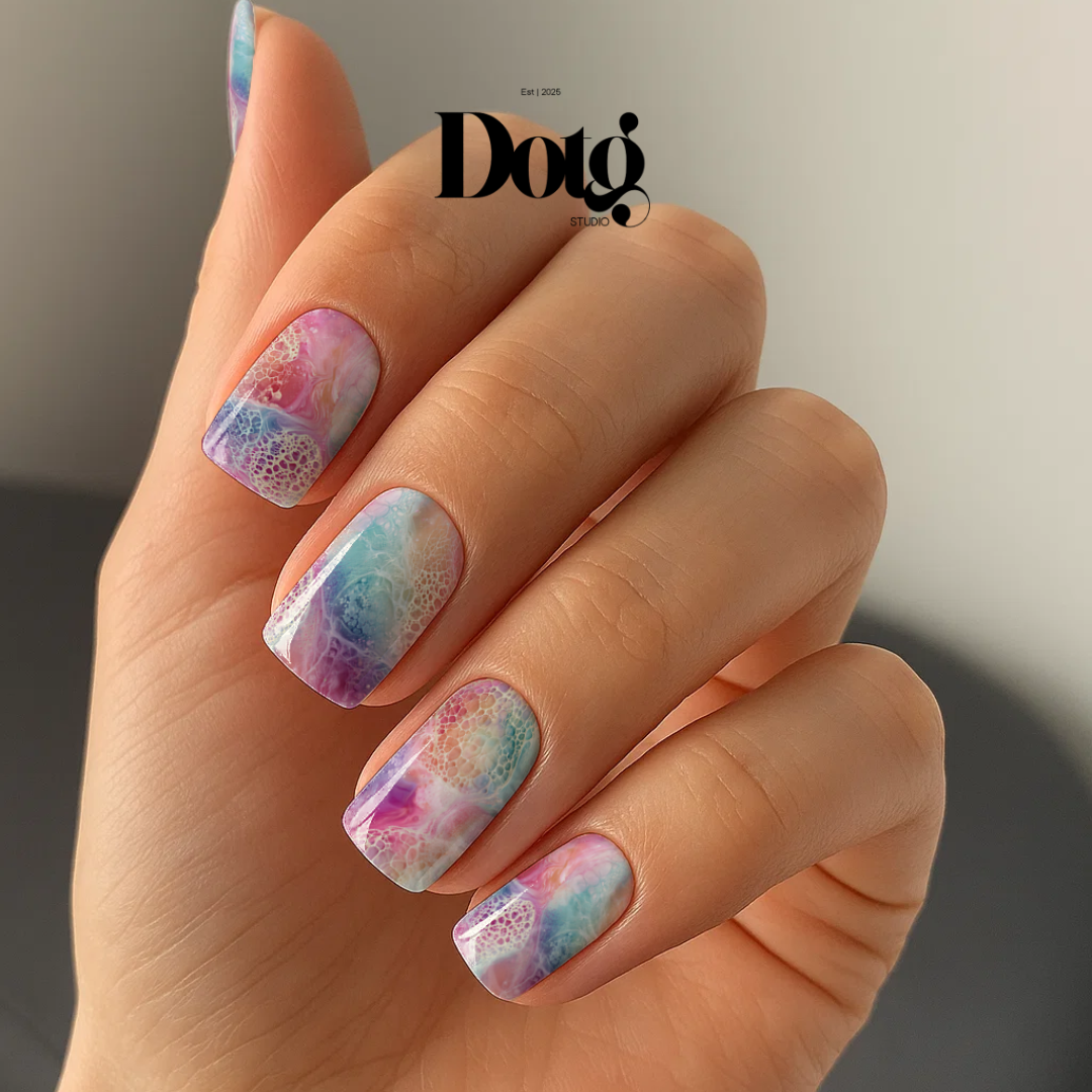 Pastel Fluid Art Nail Polish Wraps DIY Manicure & Pedicure Girly Nail Stickers Decal Strips