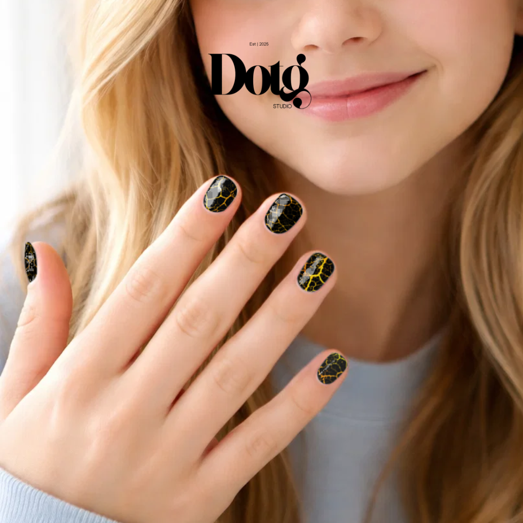 Gold Crackle Stone Nail Polish Wraps DIY Manicure & Pedicure Stickers Nail Decal Strips