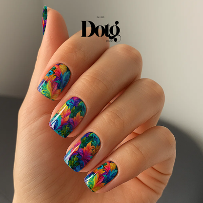 Fantasy Floral Nail Polish Wraps DIY Manicure & Pedicure Neon Garden Stickers Nail Decal Strips