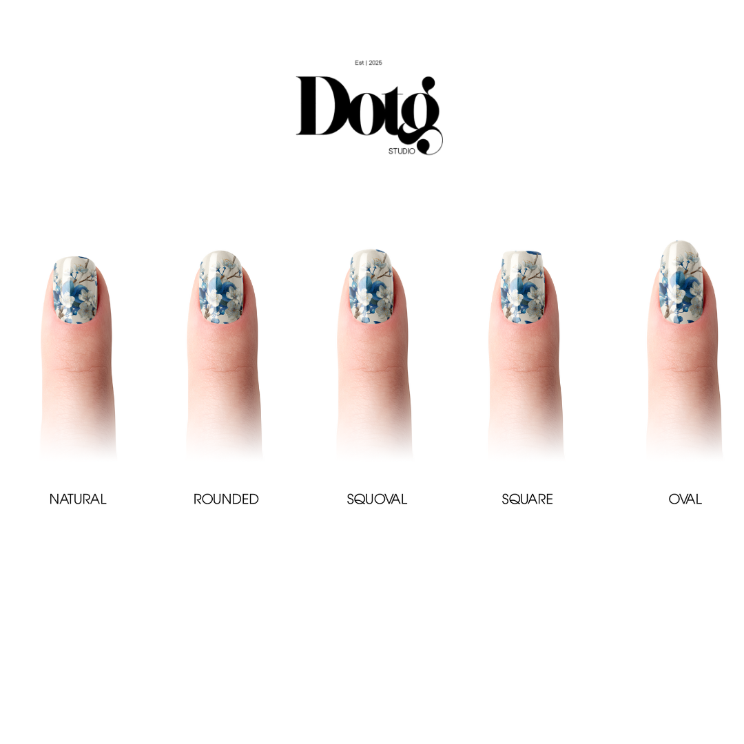 Blue Botanicals Nail Wraps DIY Manicure & Pedicure Stickers Spring Nail Decal Strips
