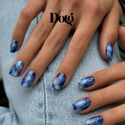 Blue Stone Nail Polish Wraps DIY Manicure & Pedicure Geometric Abstract Nail Stickers Decal Strips