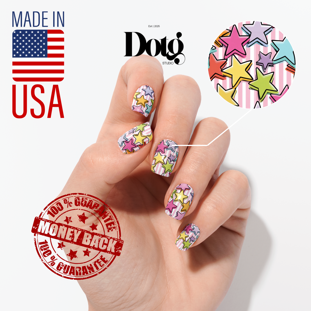 Stars Festival Nail Wraps DIY Manicure & Pedicure Retro Cartoon Nail Stickers Pop Art Strips