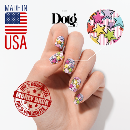 Stars Festival Nail Wraps DIY Manicure & Pedicure Retro Cartoon Nail Stickers Pop Art Strips