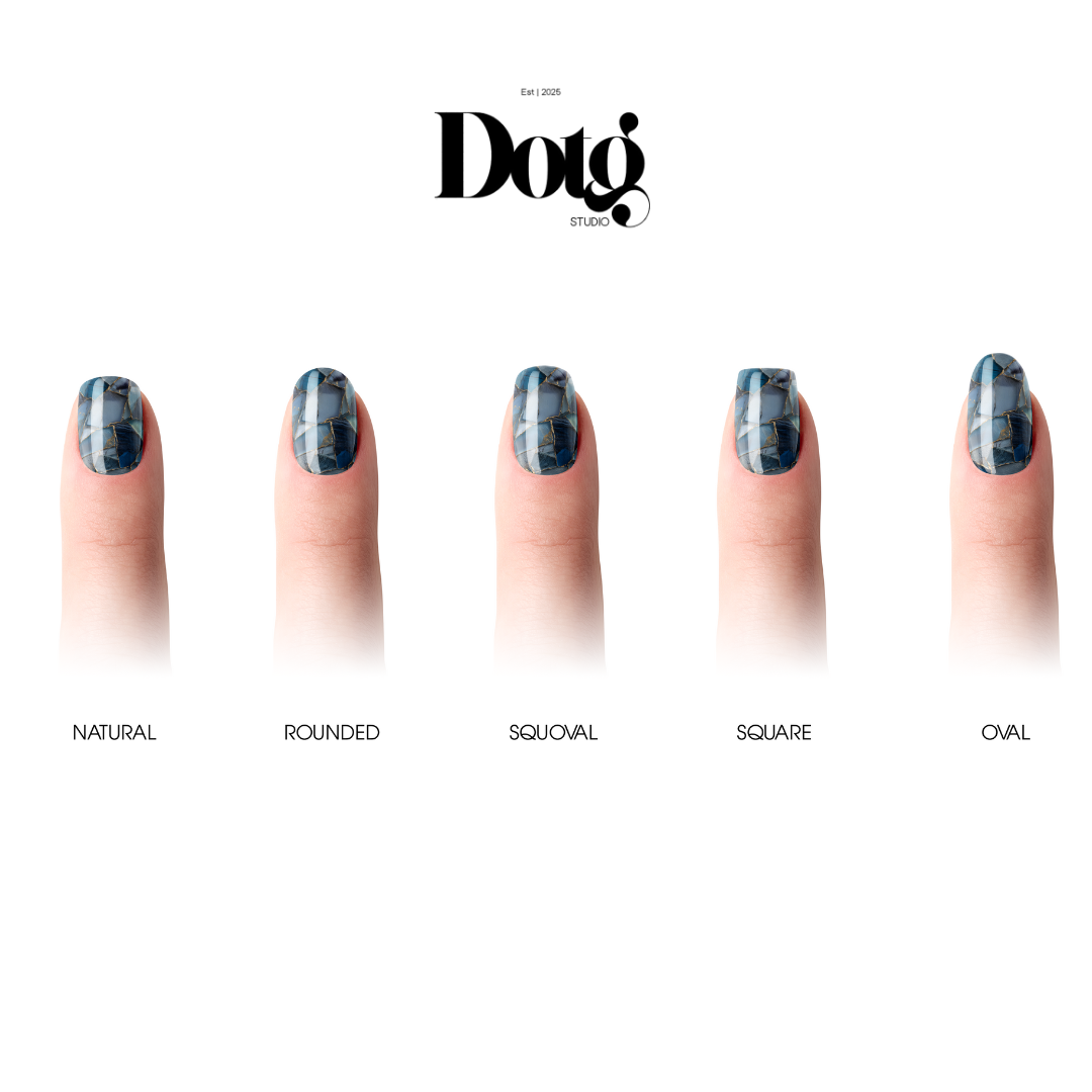 Blue Geode Nail Polish Wraps DIY Manicure & Pedicure Gold Stickers Nail Decal Strips